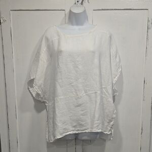 SAGA 100% LINEN MADE IN ITALY WHITE TUNIC.    #7498